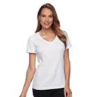 Women's Croft & Barrow&reg; Essential V-neck Tee, Size: Medium, Natural