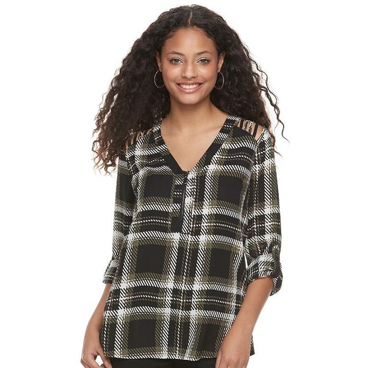 Juniors' Candie's&reg; Strappy Shoulder Long Sleeve Top, Girl's, Size: Xl, Green