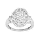 10k White Gold 1 Carat T.w. Diamond Oval Halo Ring, Women's, Size: 6
