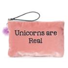 So&reg; Pom Pom Embroidered Velvet Wristlet, Women's, Light Pink