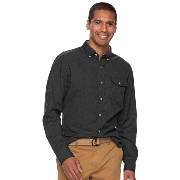 Men's Sonoma Goods For Life&trade; Flexwear Modern-fit Plaid Stretch Button-down Shirt, Size: Small, Dark Grey