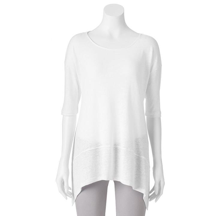 Women's Croft & Barrow&reg; Drop-shoulder Handkerchief Tee, Size: Xs, White