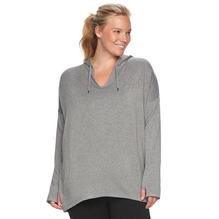 Plus Size Gaiam Mindful Hooded Fleece Top, Women's, Size: 1xl, Light Grey