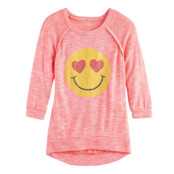 Girls 7-16 Miss Chievous 3/4 Hatchi Graphic Top, Size: Medium, Drk Orange