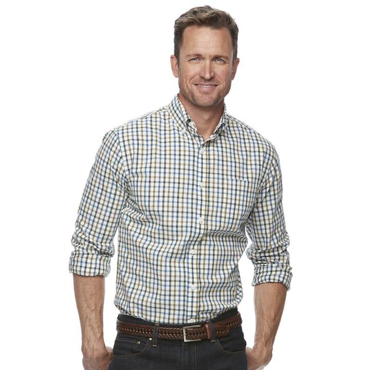Men's Croft & Barrow&reg; True Comfort Classic-fit Stretch Button-down Shirt, Size: Medium, Blue