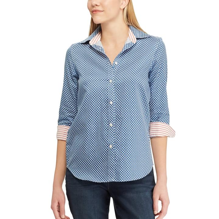 Petite Chaps No-iron Shirt, Women's, Size: Xl Petite, Blue