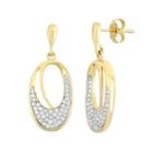3/8 Carat T.w. Diamond 10k Gold Oval Drop Earrings, Women's, White