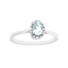 Sterling Silver Aquamarine & Diamond Accent Oval Halo Ring, Women's, Size: 5, Blue
