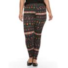 Plus Size French Laundry Christmas Printed Legging, Women's, Size: 3xl, Dark Red