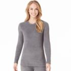 Women's Cuddl Duds Fleecewear Crewneck Top, Size: Xl, Grey (charcoal)