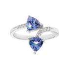 Sterling Silver Tanzanite & White Zircon Bypass Ring, Women's, Size: 7, Blue