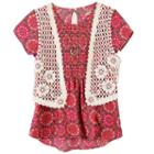 Girls 7-16 Speechless Crochet Vest & Smocked Top With Necklace, Girl's, Size: Small, Ovrfl Oth