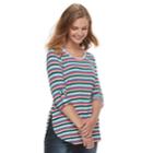 Juniors' Love, Fire Roll-tab Top, Teens, Size: Small, Multi Stripe