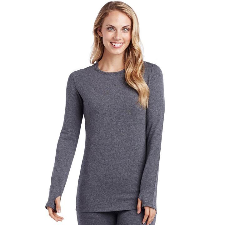 Women's Cuddl Duds Comfortwear Crewneck Top, Size: Medium, Med Grey