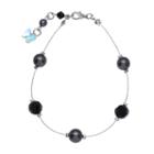 Crystal Avenue Silver-plated Simulated Pearl And Crystal Bead Bracelet - Made With Swarovski Crystals, Women's, Size: 7, Black