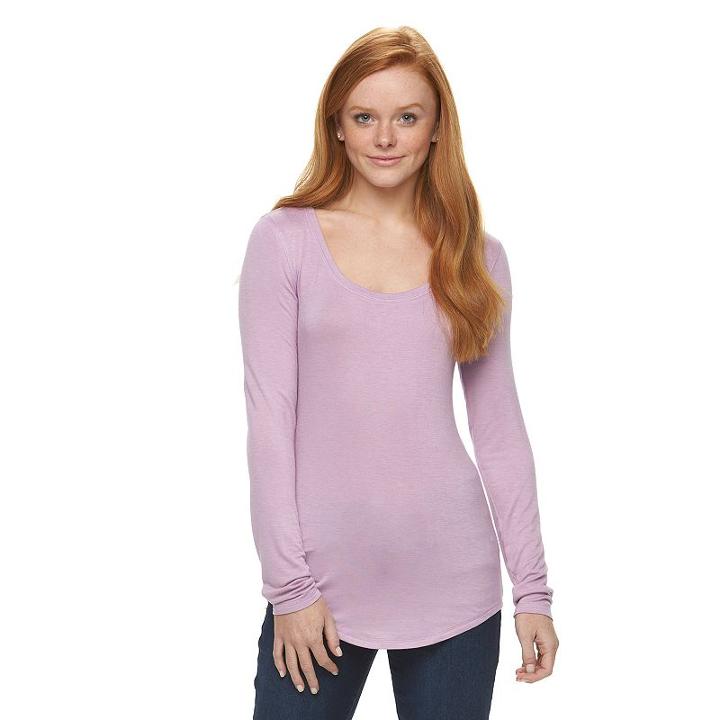 Juniors' Mudd® Long Sleeve Shirttail Tee, Girl's, Size: Small, Brt Purple