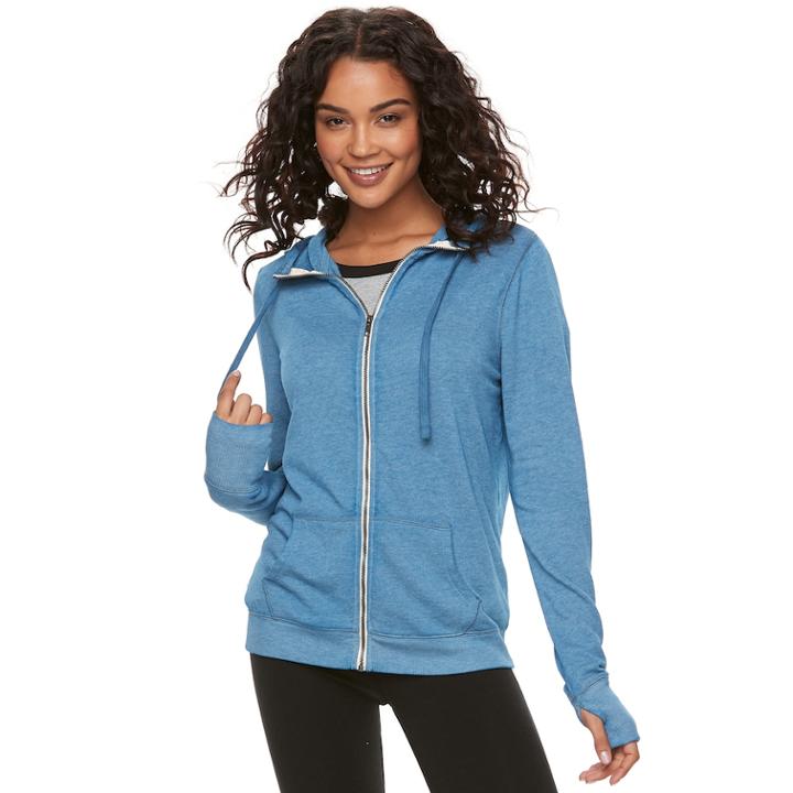 Juniors' So&reg; Zip-up Hoodie, Teens, Size: Medium, Med Blue