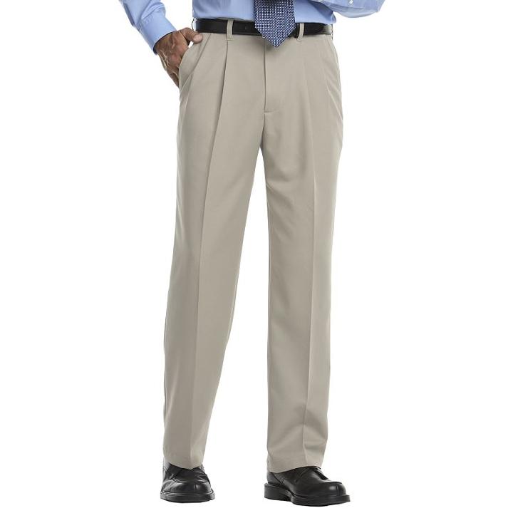 Big & Tall Haggar&reg; Cool 18&reg; Classic-fit Pleated No-iron Expandable Waist Pants, Men's, Size: 46x32, Lt Beige