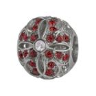 Individuality Beads Sterling Silver Crystal Openwork Flower Bead, Women's, Red