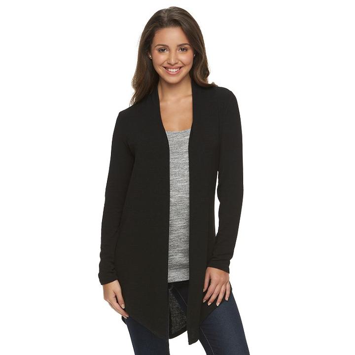 Petite Apt. 9&reg; Split-back Cardigan, Women's, Size: M Petite, Black