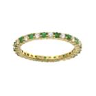10k Gold Emerald And White Sapphire Eternity Wedding Ring, Women's, Size: 7, Green