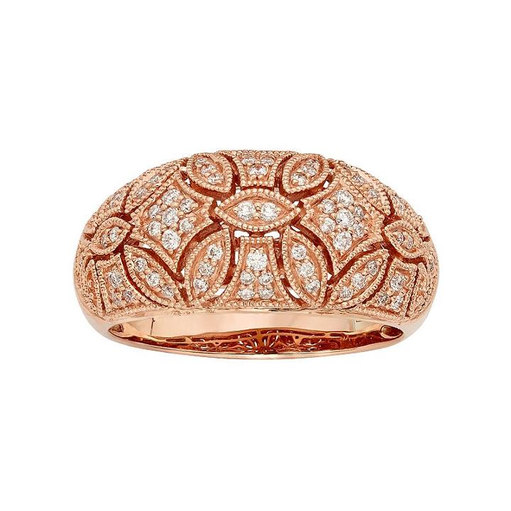 1/3 Carat T.w. Igl Certified Diamond 14k Gold Art Deco Wedding Ring, Women's, Size: 7, White