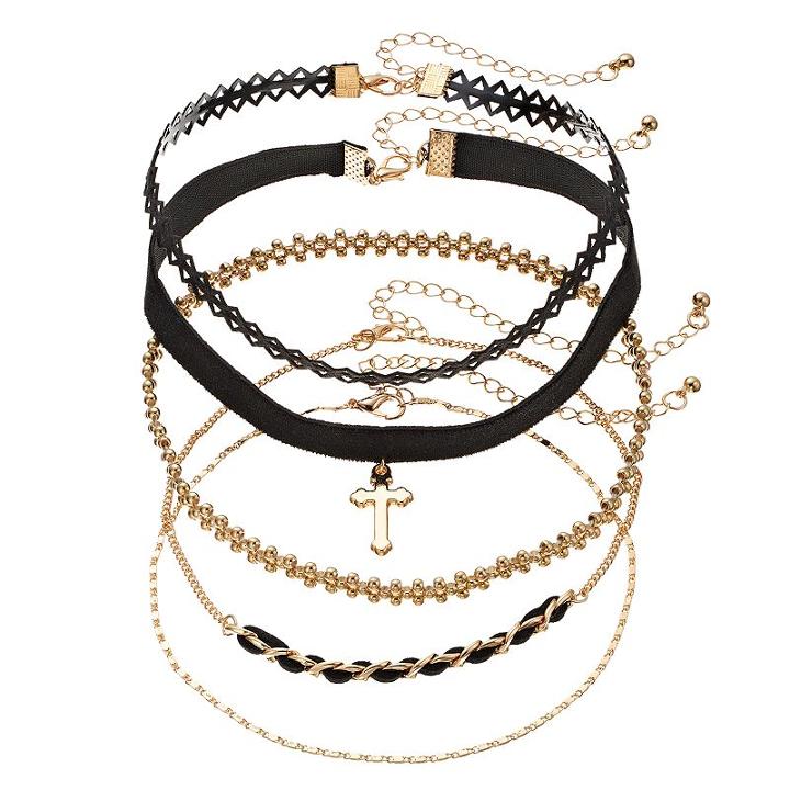 Mudd&reg; Cross, Chain & Braided Choker Necklace Set, Women's, Gold