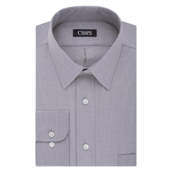 Men's Chaps Regular-fit Wrinkle-free Stretch Collar Dress Shirt, Size: 16.5-32/33, Silver