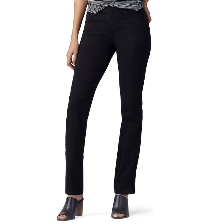 Women's Lee Flex Motion Regular Fit Straight-leg Jeans, Size: 8 - Regular, Black