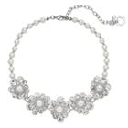 Simply Vera Vera Wang Simulated Pearl & Simulated Crystal Halo Choker Necklace, Women's, White