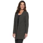 Women's Napa Valley Shadow Stripe Button-hem Cardigan, Size: Small, Dark Grey