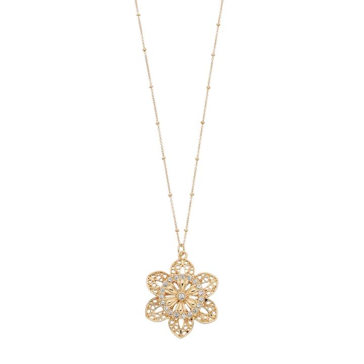 Lc Lauren Conrad Filigree Flower Pendant Necklace, Women's, Gold