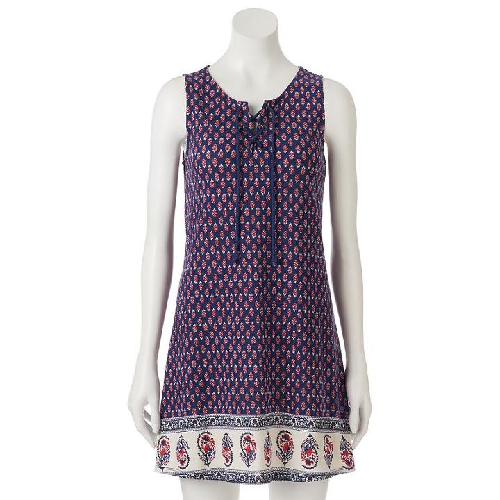Juniors' About A Girl Knit Lace-up Dress, Size: Medium, Blue (navy)