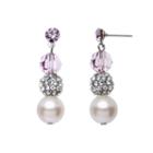 Crystal Avenue Silver-plated Crystal And Simulated Pearl Linear Drop Earrings - Made With Swarovski Crystals, Women's, Purple