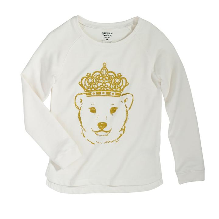 Girls 4-6x French Toast French Terry Graphic Top, Size: 5, Natural