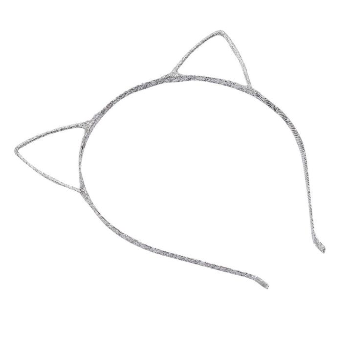 Girls 4-16 Metallic Grosgrain Metal Cat Ear Headband, Grey Other