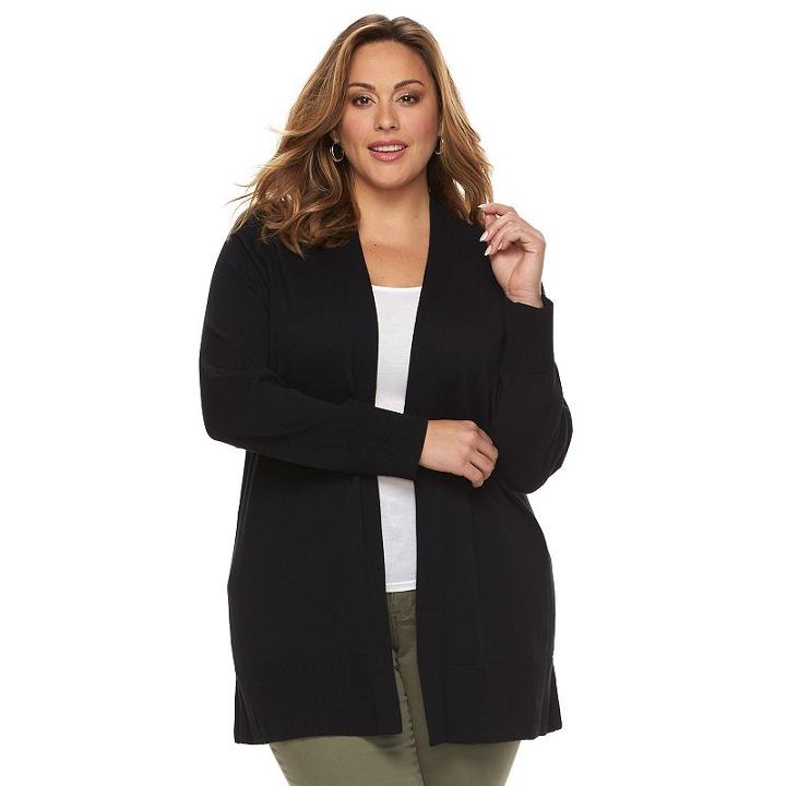 Plus Size Croft & Barrow&reg; Open-front Cardigan, Women's, Size: 3xl, Black