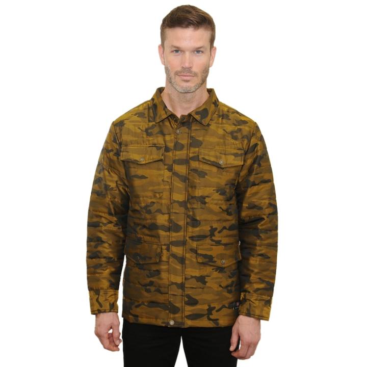 Men's Mountain And Isles Camo Puffer Shirt Jacket, Size: Xl, Yellow
