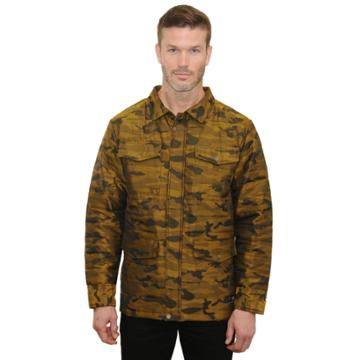Men's Mountain And Isles Camo Puffer Shirt Jacket, Size: Xl, Yellow