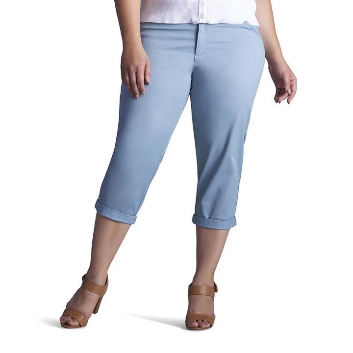 Plus Size Lee Chino Crop Pants, Women's, Size: 16 - Regular, Light Blue