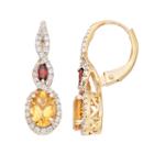 14k Gold Over Silver Citrine, Garnet & Lab-created White Sapphire Drop Earrings, Women's, Red