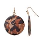 Brown Animal Print Disc Drop Earrings, Women's