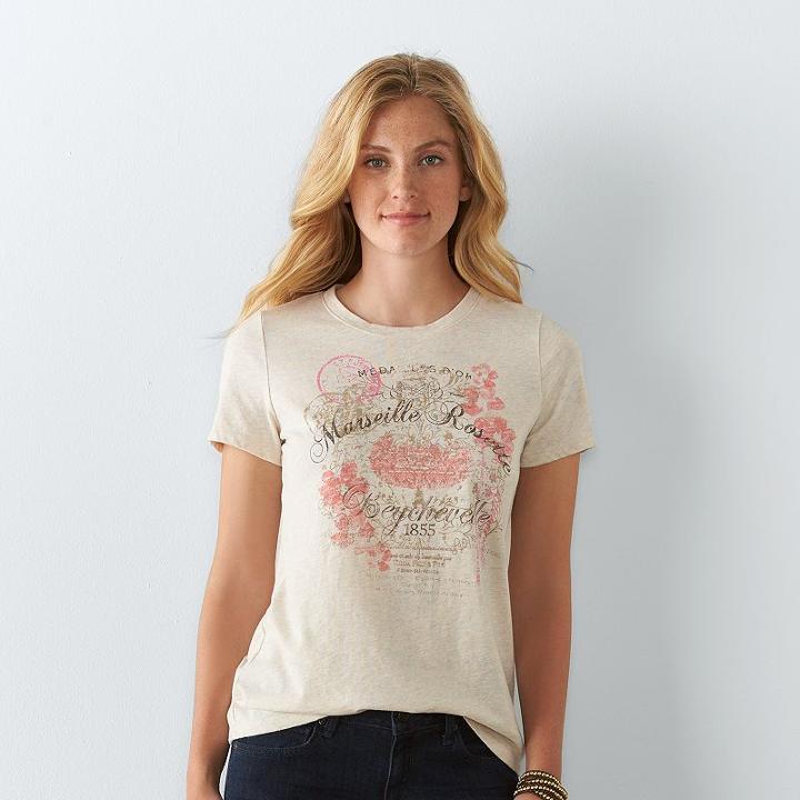 Women's Sonoma Goods For Life&trade; Crewneck Graphic Tee, Size: Medium, Lt Beige