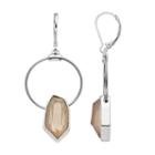 Simply Vera Vera Wang Geometric Stone Nickel Free Drop Hoop Earrings, Women's, Grey
