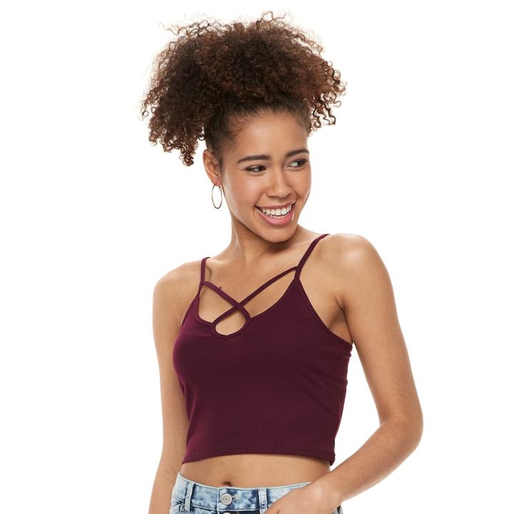 Juniors' Mudd&reg; Cross Front Cami Tank, Teens, Size: Small, Drk Purple