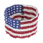 American Flag Seed Bead Stretch Bracelet, Women's, Multicolor
