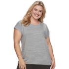 Plus Size Sonoma Goods For Life&trade; Striped Dolman Tee, Women's, Size: 2xl, Med Grey
