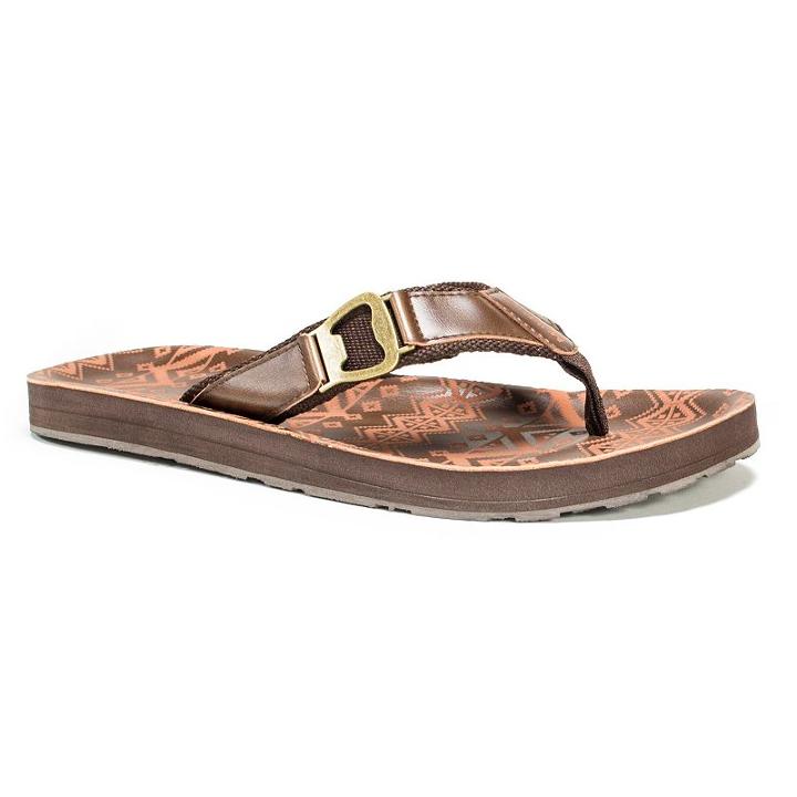 Muk Luks Silas Men's Bottle Opener Flip-flops, Size: 10, Brown