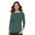 Women's Croft & Barrow&reg; Button-shoulder Top, Size: Small, Green