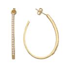 14k Gold Over Silver Plate Cubic Zirconia U-hoop Earrings, Women's, Yellow